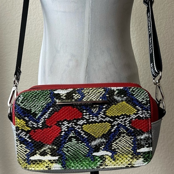 Steve Madden Crossbody Bag Faux Snakeskin Leather Colorful Handbag Purse NEW - Picture 9 of 15
